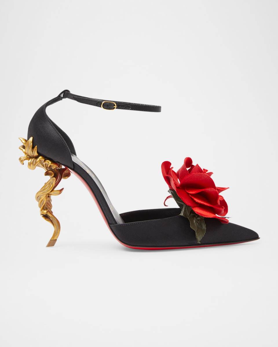 Bellarose Silk Red Sole Ankle-Strap Pumps